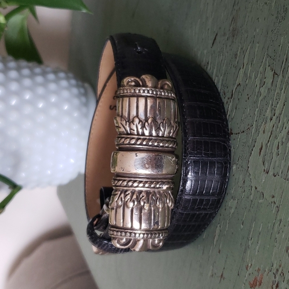 Vintage Brighton Black Leather Belt - Picture 1 of 6